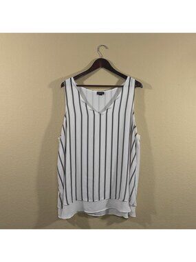Torrid White Black Striped Sleeveless Layered Tank Top Womens Plus Size 2